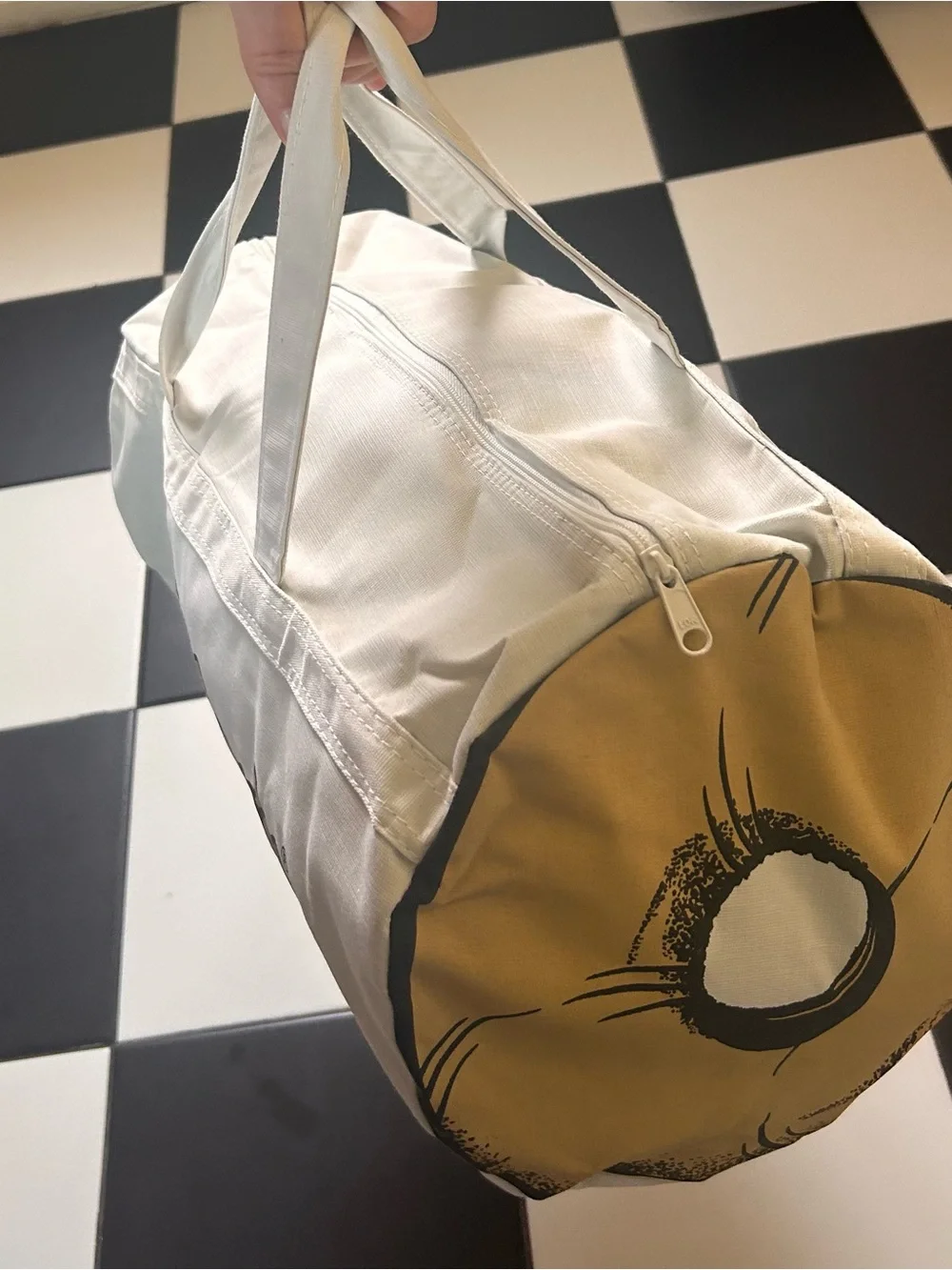 Ultra Rare “Lender's Bagels” Canvas Duffel Bag - White with Tan & Red Logo
